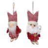 Set 6 Addobbi Albero Tessuto Rosso 2 Assortiti 9x6x1,5 cm Natale