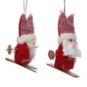 Set 6 Addobbi Albero Tessuto Rosso 2 Assortiti 9x6x1,5 cm Natale