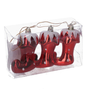 Zoom Set di 6 Addobbi per albero plastica scarpe confezione 3 pz rosso cm 14x9x4,5