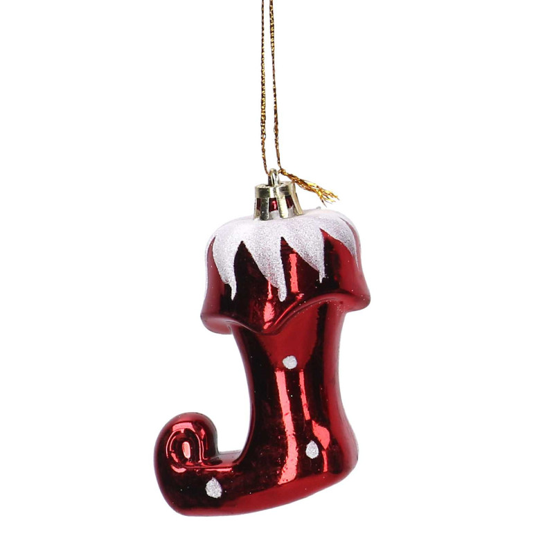 Set 6 Addobbi Albero Plastica Scarpe Rosse 14x9x4,5 cm Natale