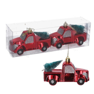 Set 4 Macchine Plastica Rosso 22,5x7x6 cm Decorazione Natale