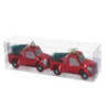 Set 4 Macchine Plastica Rosso 22,5x7x6 cm Decorazione Natale