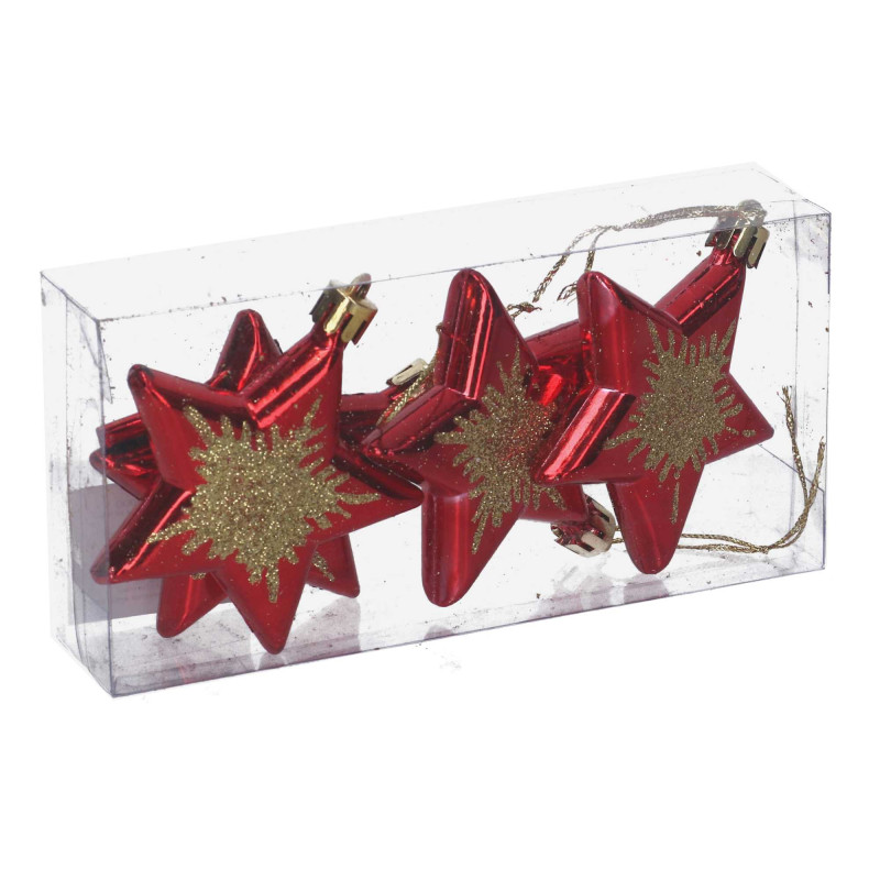 Set di 6 Stelle Plastica Rosso 15x7x3 cm Decorazioni Natale