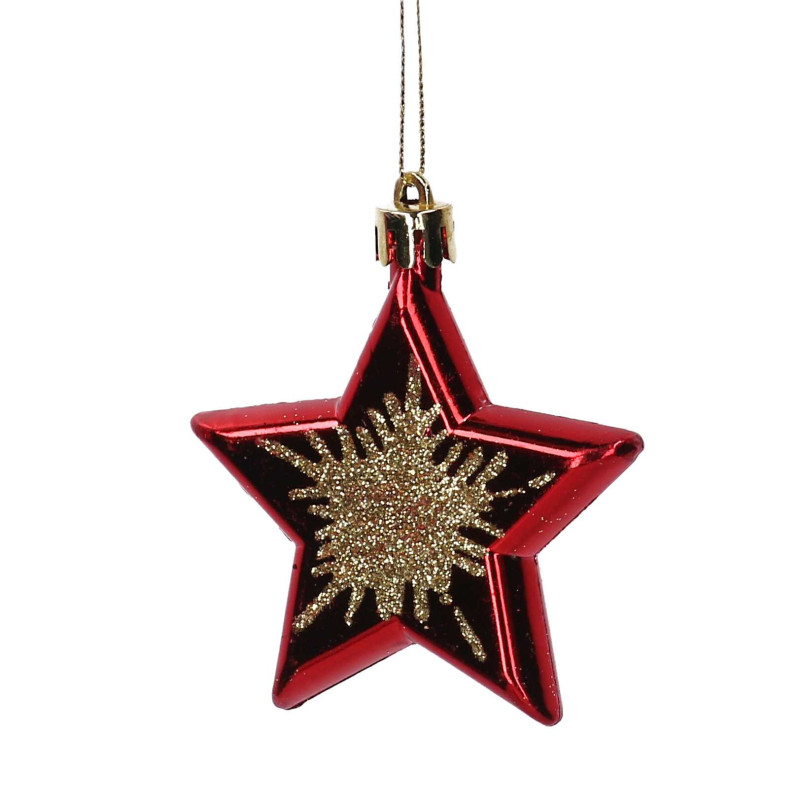 Set di 6 Stelle Plastica Rosso 15x7x3 cm Decorazioni Natale