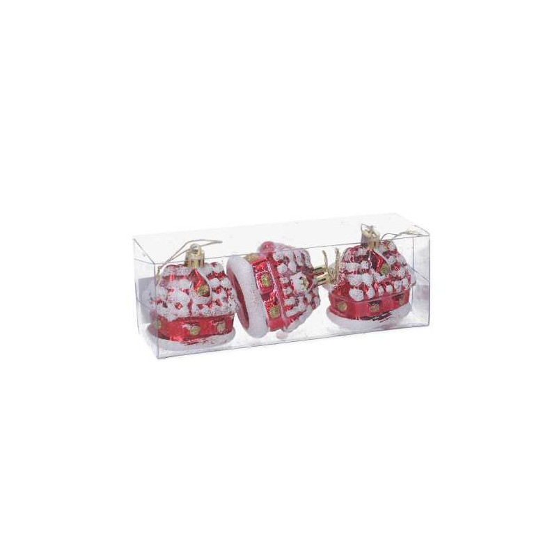 Set 6 Casette Plastica Rosso 17,4x5,8x5,8 cm Decorazioni Natale