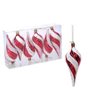 Set di 4 Sfere Plastica Goccia Rosso 24x14x4,5 cm Decorazioni