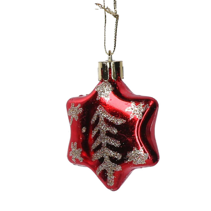 Set di 6 Stelle Rosse in Plastica per Albero di Natale