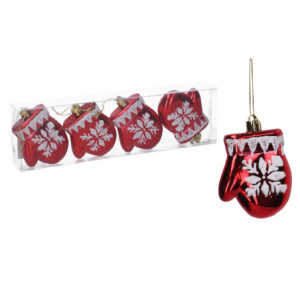 Set 6 Guanti Plastica Rossi 4 Pezzi 25x7x3 cm Decorazione Natale