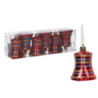 Set 6 Campane Plastica Rosso 21,5x6,5x5,5 cm Decorazioni Natale