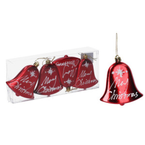 Set 6 Campane Plastica Rosso 25,5x10,4x2 cm Natale