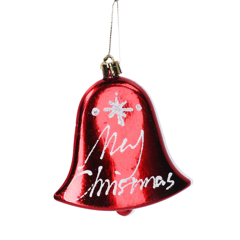 Set 6 Campane Plastica Rosso 25,5x10,4x2 cm Natale