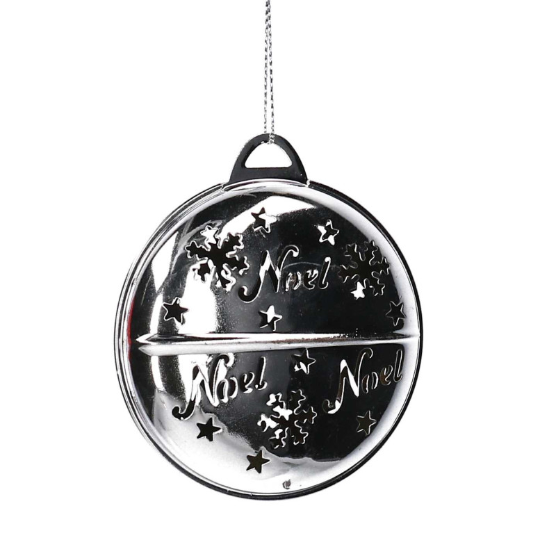 Set di 6 Sfere Metallo Argento 9x2,7x10 cm Decorazioni Natale