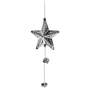 Set di 6 Stelle Metallo Argento 11-19-25 cm Decorazioni Natale