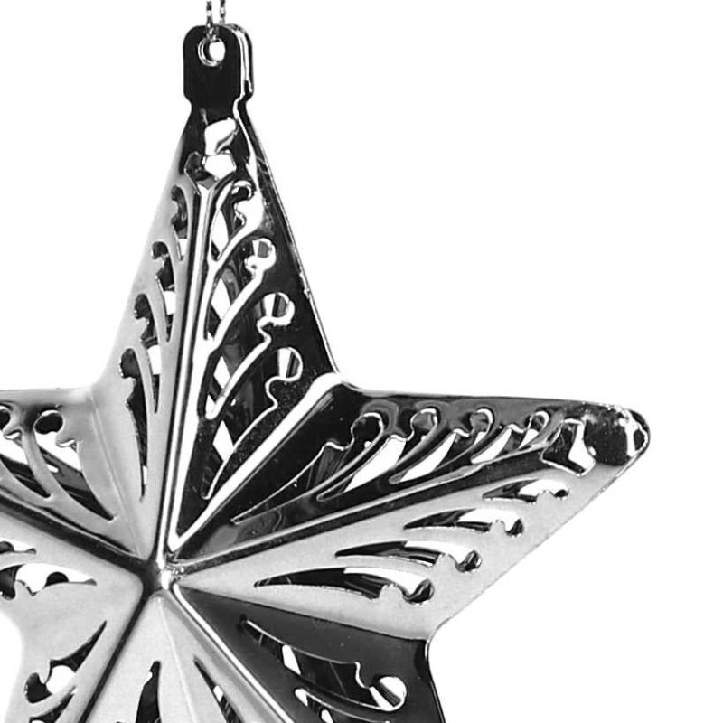Set di 6 Stelle Metallo Argento 11-19-25 cm Decorazioni Natale