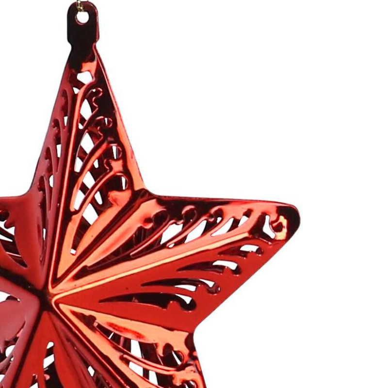 Set di 6 Stelle Metallo Rosso 11-19-25 cm Decorazioni Natale