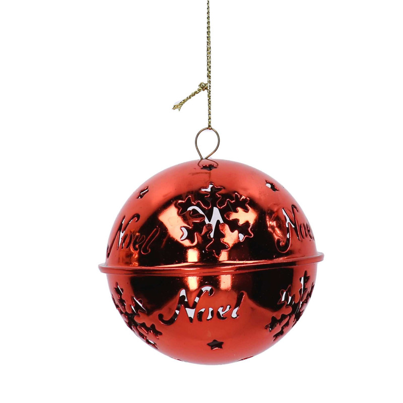 Set di 6 Sfere Metallo Fiocco di Neve Rosso Ø8 cm Decorazioni