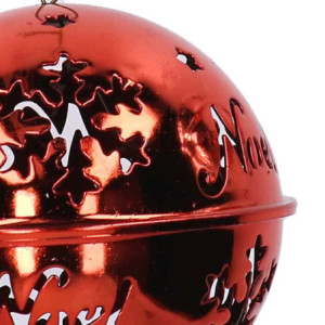 Zoom Set di 6 Sfere metallo fiocco di neve rosso cm ø8h8/18