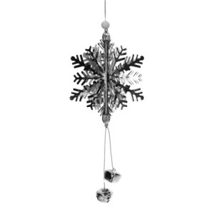 Set 3 Fiocchi di Neve Metallo Argento 10,5-32 cm Decorazione