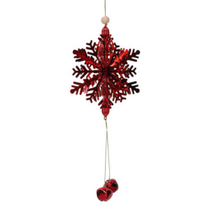 Set 3 Fiocchi di Neve Metallo Rosso 10,5-32 cm Decorazione Casa