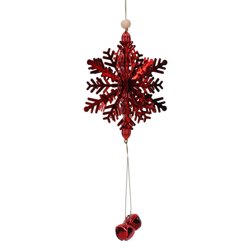 Set 3 Fiocchi di Neve Metallo Rosso 10,5-32 cm Decorazione Casa