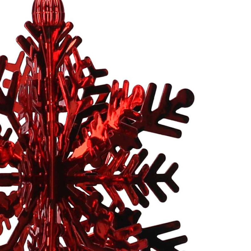 Set 3 Fiocchi di Neve Metallo Rosso 10,5-32 cm Decorazione Casa