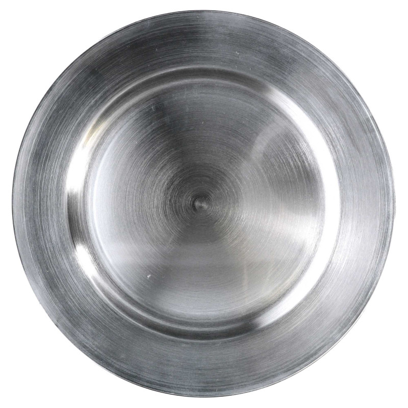 Set di 6 Sottopiatti Plastica Argento Tondi Ø33 cm Eleganti
