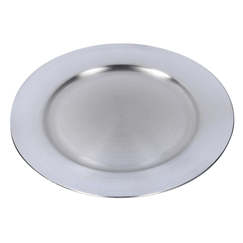Set di 6 Sottopiatti Plastica Argento Tondi Ø33 cm Eleganti