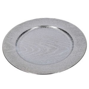 Zoom Set di 6 Sottopiatti plastica effetto legno argento tondo cm ø33