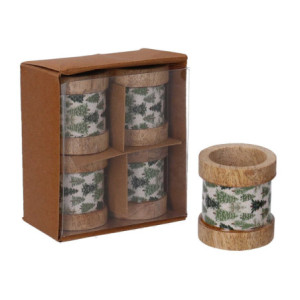 Set 2 Portatovaglioli Legno Alberi Verde 11x11x5 cm Tavola