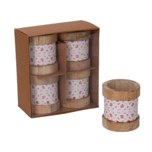 Set 2 Portatovaglioli Legno Rosso 11x11x5 cm Tavola Natalizia