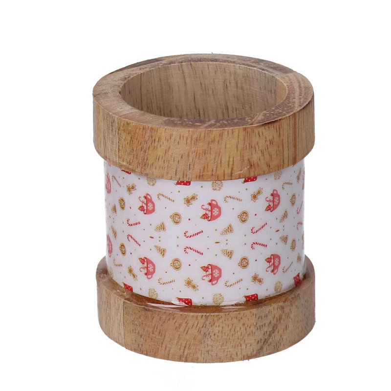 Set 2 Portatovaglioli Legno Rosso 11x11x5 cm Tavola Natalizia