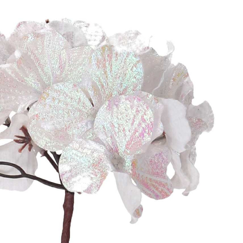 Set di 6 Rami Tessuto Iridescente Bianco h60 cm Decorazione