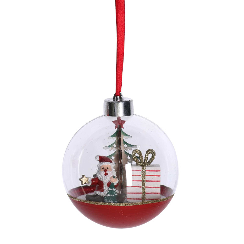 Set di 2 Sfere Plastica Trasparente con Regalo Ø10 cm Natale