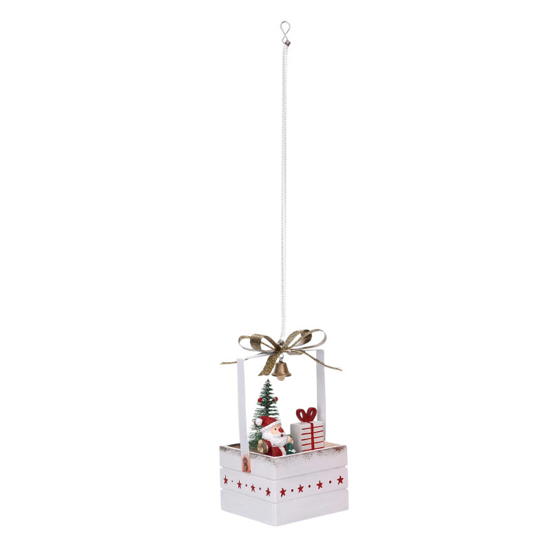 Set 2 Pacchi Regalo Legno con Babbo Natale Bianco 8x8x15,5 cm