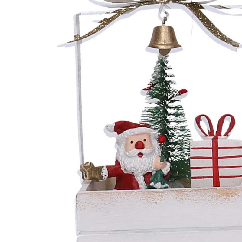 Set 2 Pacchi Regalo Legno con Babbo Natale Bianco 8x8x15,5 cm