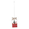 Set 2 Pacchi Regalo Legno con Pupazzo di Neve Rosso 8x8x15,5 cm