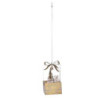 Set 2 Pacchi Regalo Legno con Pupazzo di Neve Oro 6,5x6,5x12,5 cm
