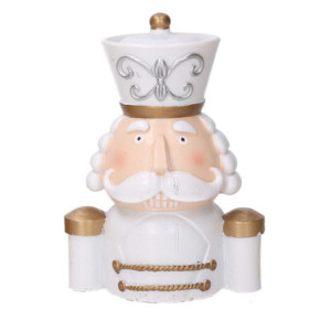 Set di 2 Soldatini Resina Busto Bianco 16 cm Decorazione Natale