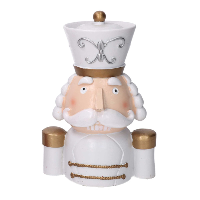 Soldatino Resina Busto Bianco e Oro 20 cm Decorazione Natale