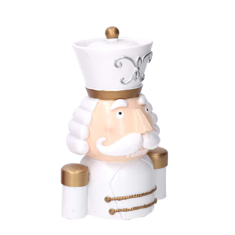 Soldatino Resina Busto Bianco e Oro 20 cm Decorazione Natale