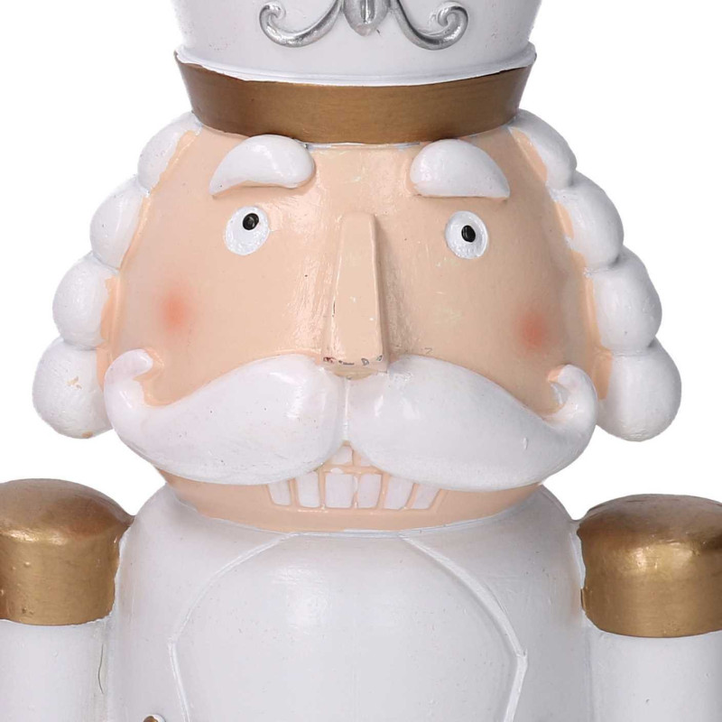 Soldatino Resina Busto Bianco e Oro 20 cm Decorazione Natale