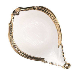 Zoom Set di 2 Svuotatasche ceramica foglia oro biancocm28x19,2h8,1