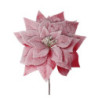 Set 6 Fiori Tessuto Stella di Natale Innevato Rosso Ø23x30 cm