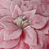 Set 6 Fiori Tessuto Stella di Natale Innevato Rosso Ø23x30 cm