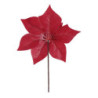 Set 6 Fiori Tessuto Stella di Natale Innevato Rosso Ø23x30 cm