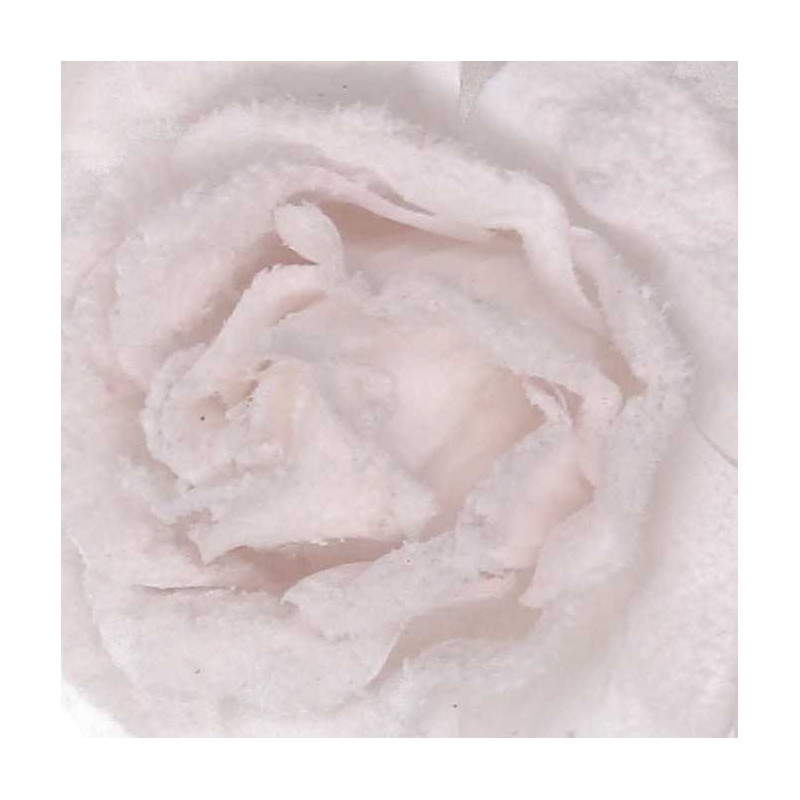 Set 6 Fiori Tessuto Rosa Innevato Bianco Ø15x25 cm Decorazione