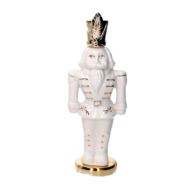 Set di 2 Soldatini Ceramica Bianco e Oro 7x4x20 cm Natale