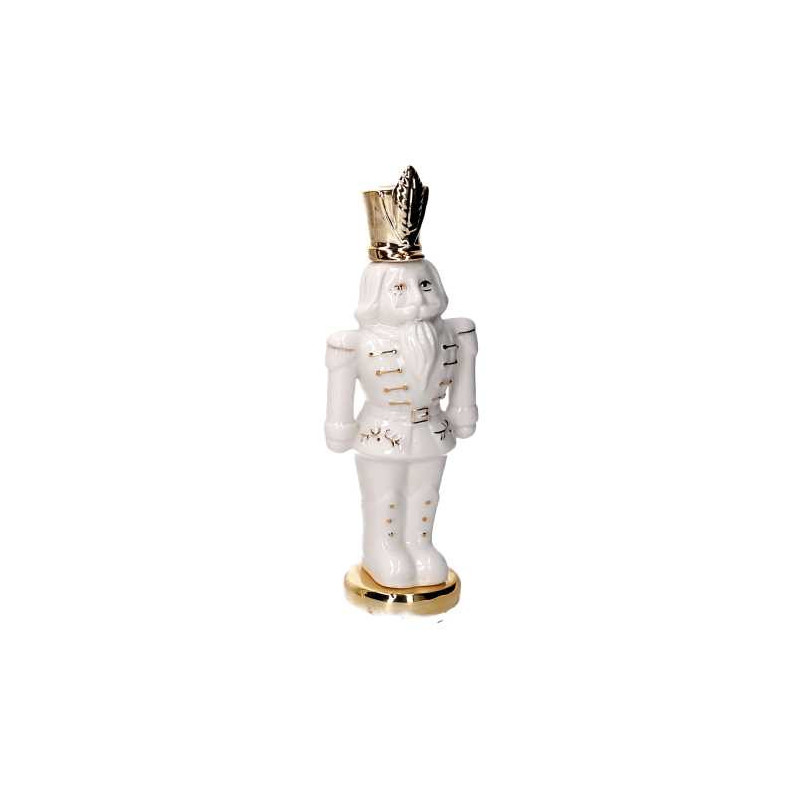 Set di 2 Soldatini Ceramica Bianco e Oro 7x4x20 cm Natale