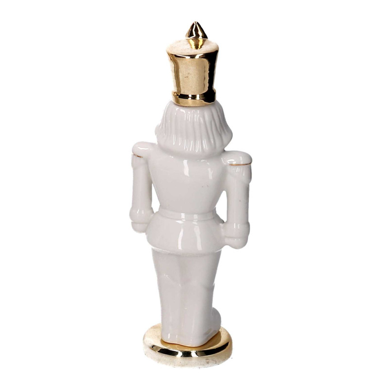 Set di 2 Soldatini Ceramica Bianco e Oro 7x4x20 cm Natale