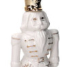 Set di 2 Soldatini Ceramica Bianco e Oro 7x4x20 cm Natale